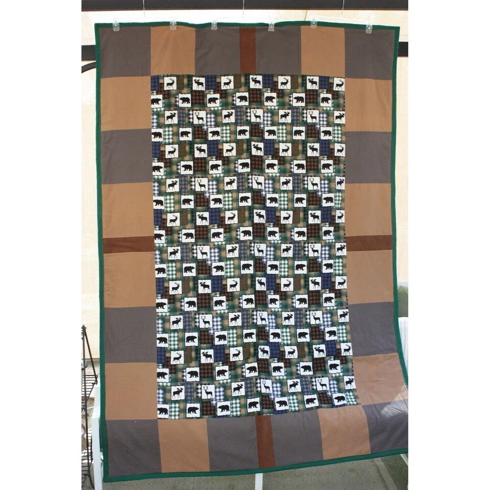 Woodland Animals Reversible Lightweight Quilt and Pillowcase Set 84 x 58 NEW